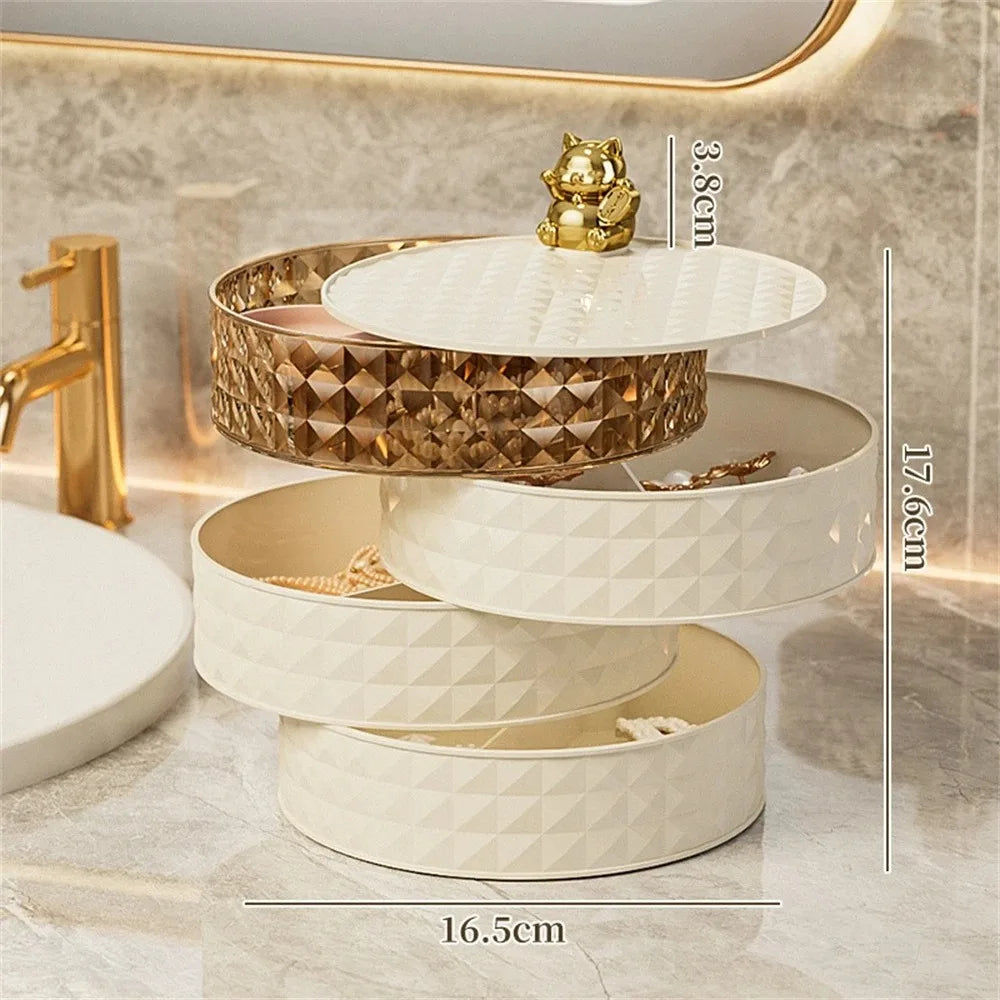 4 Layers Home Bedroom Hairpin Hair Accessories Organizer Rotatable Necklace Earrings Jewelry Storage Tray
