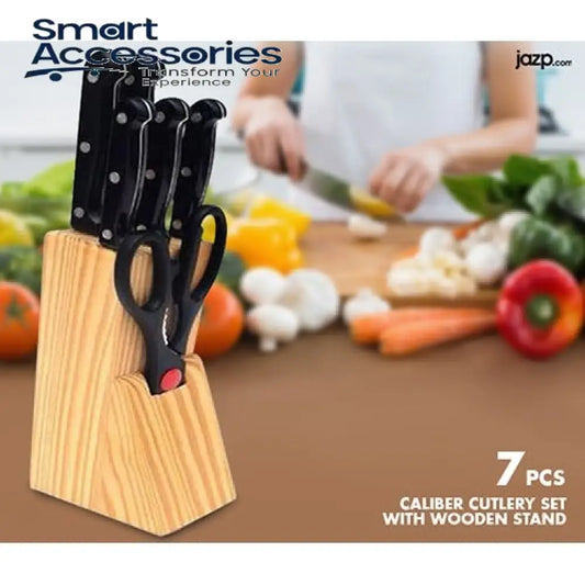 7 Pcs Knife Set With Wooden Stand