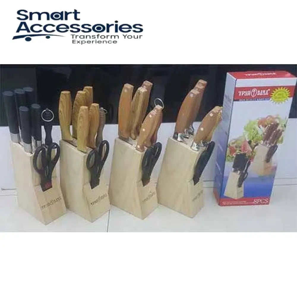 7 Pcs Knife Set With Wooden Stand