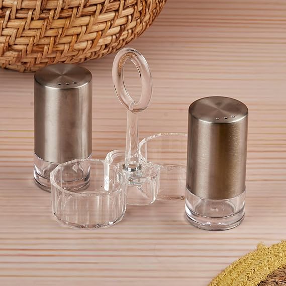 Acrylic Salt and Pepper Shakers Set with Tray