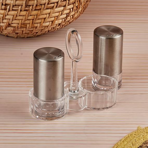 Acrylic Salt and Pepper Shakers Set with Tray