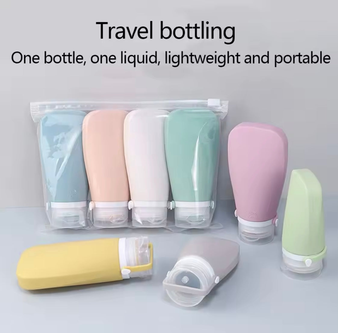 Silicone Refillable Travel Bottle, Portable Leakproof Shampoo Bottle, Container Squeeze Tube Empty Bottle