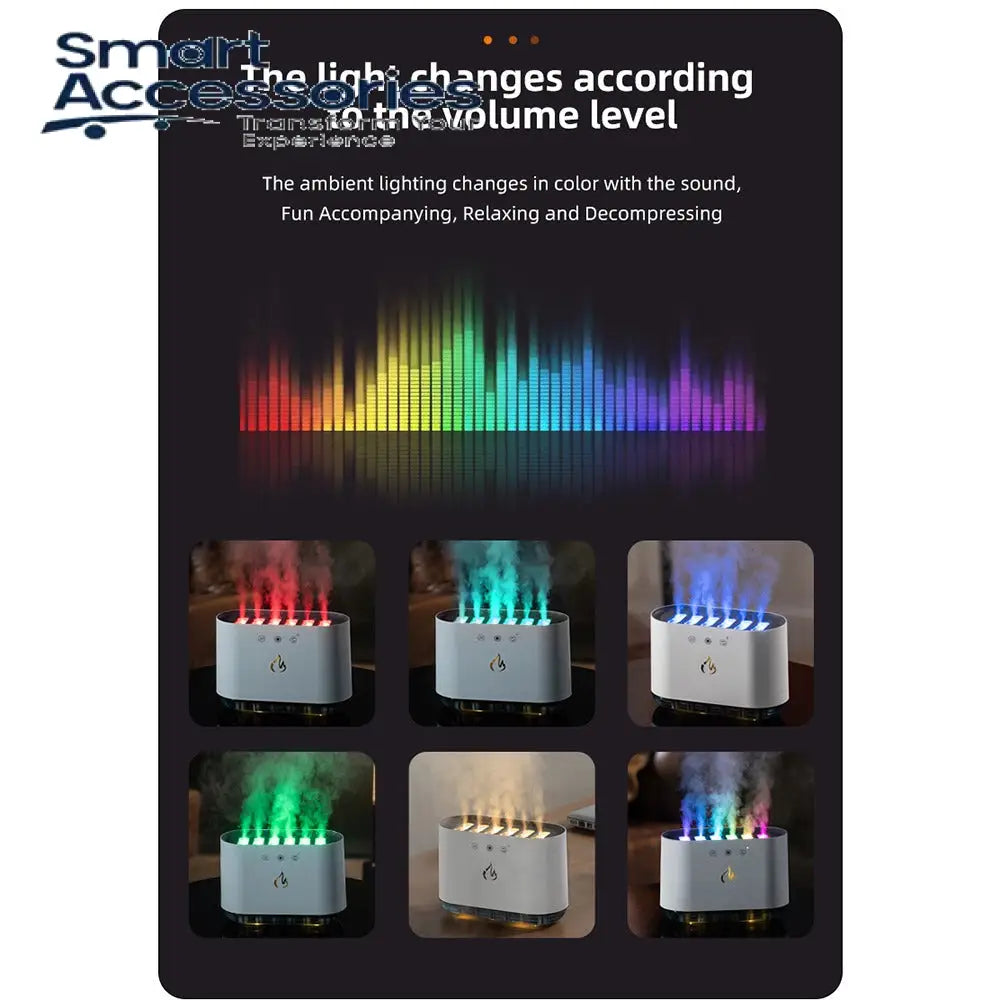 Dynamic Diffuser 900ml Dynamic Flame Aroma Diffuser Humidifiers with music – Smart ...