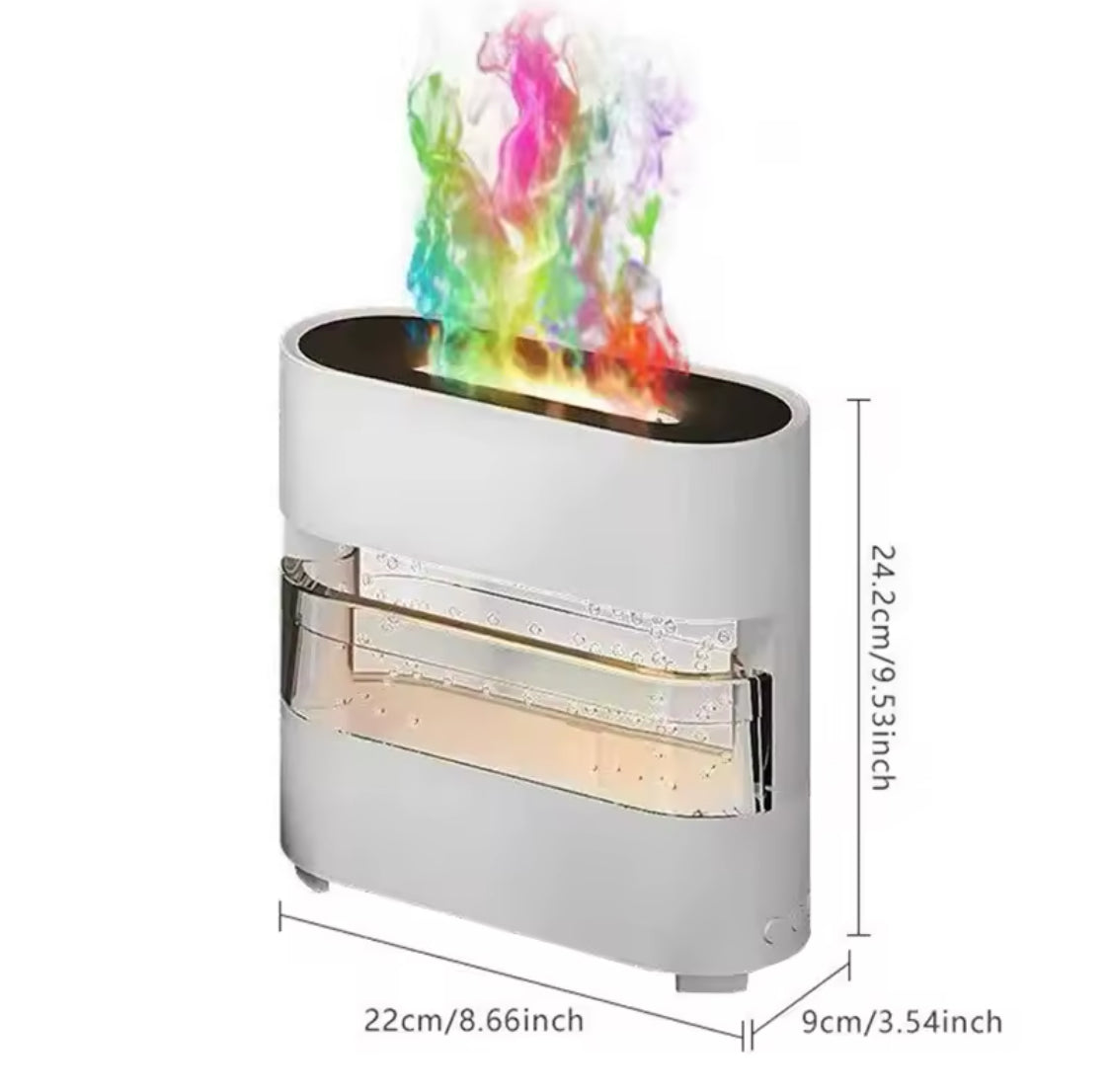 Rain Drops Simulation Flame Humidifier, Colourful Rain And Fire Aroma Diffuser