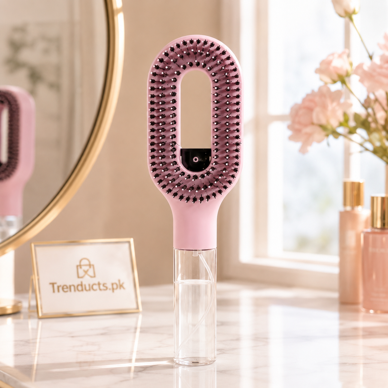 2-in-1 Fine Mist Spray Hair Brush with Refillable 55ml Bottle