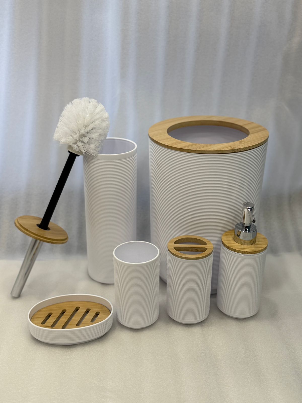 Premium White 6 Pcs Bathroom Accessories Set – Elegant Minimalist Design