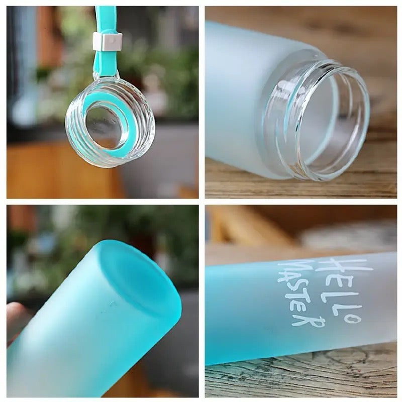 Hello Master Water Bottle, 480ml Transparent Gradient Colorful Bottle