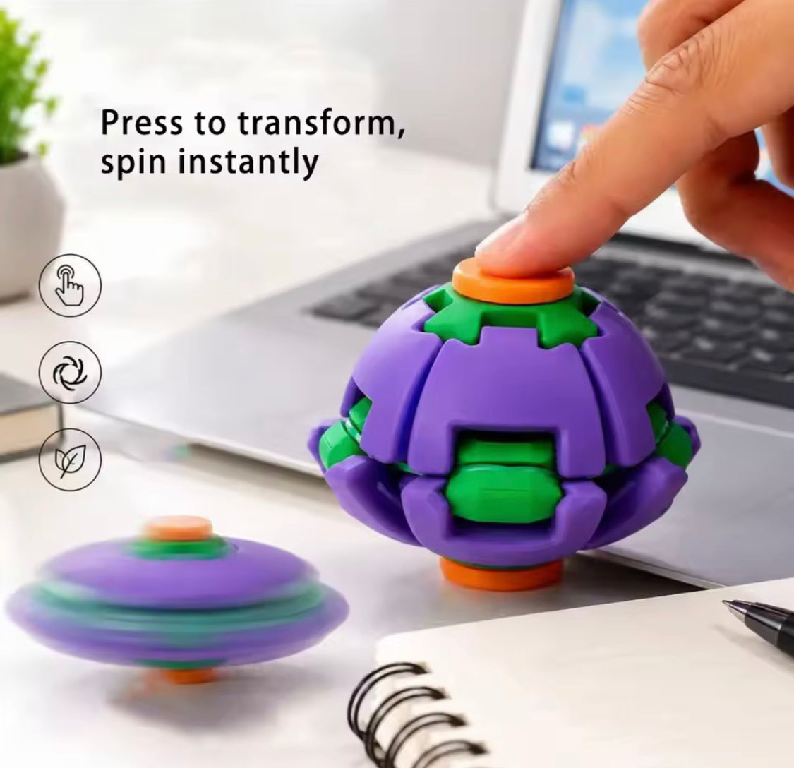 Fidget Magic Ball Spinner Cube Toy with Light – 3D Stress Relief Rotating Gyro Puzzle