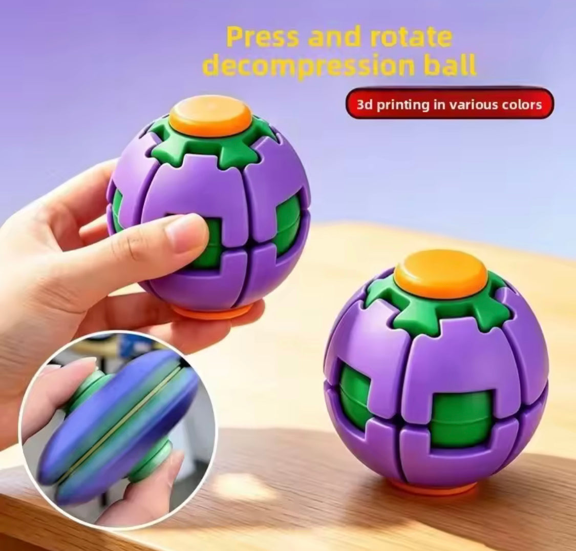 Fidget Magic Ball Spinner Cube Toy with Light – 3D Stress Relief Rotating Gyro Puzzle