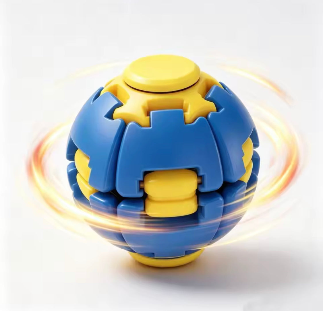 Fidget Magic Ball Spinner Cube Toy with Light – 3D Stress Relief Rotating Gyro Puzzle