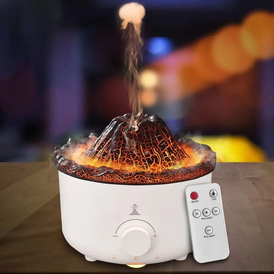 Volcano Aroma Humidifier, Flame Humidifier with Night Light Lamp