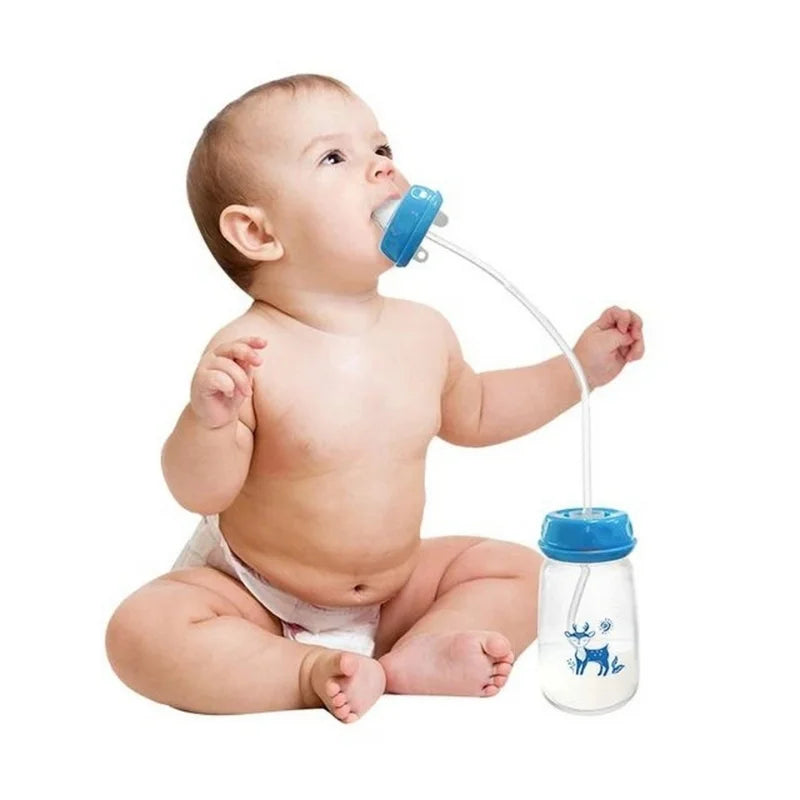 Hands Free Baby Feeding Bottle 150ml – Anti Colic, BPA Free Self Feeding Bottle with Silicone Tube