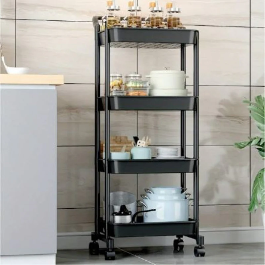 Plastic Trolley Cart Organizer for Kitchen Dining Living Room - 4 Layer