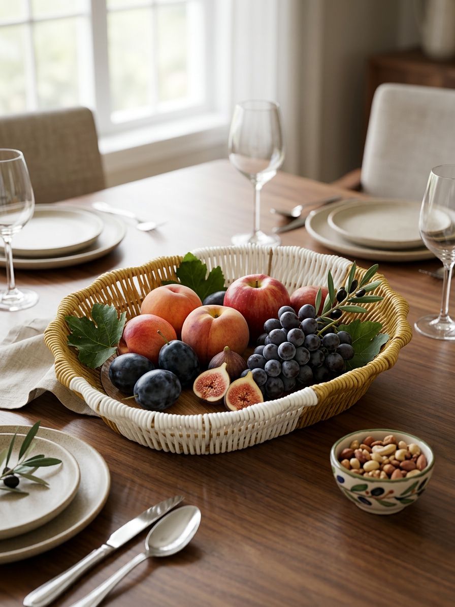 Set Of 3 Oval Rattan Basket, Non Woven Imitation Tray, Bread Basket Fruit Basket, Creative Display Snack Storage Basket