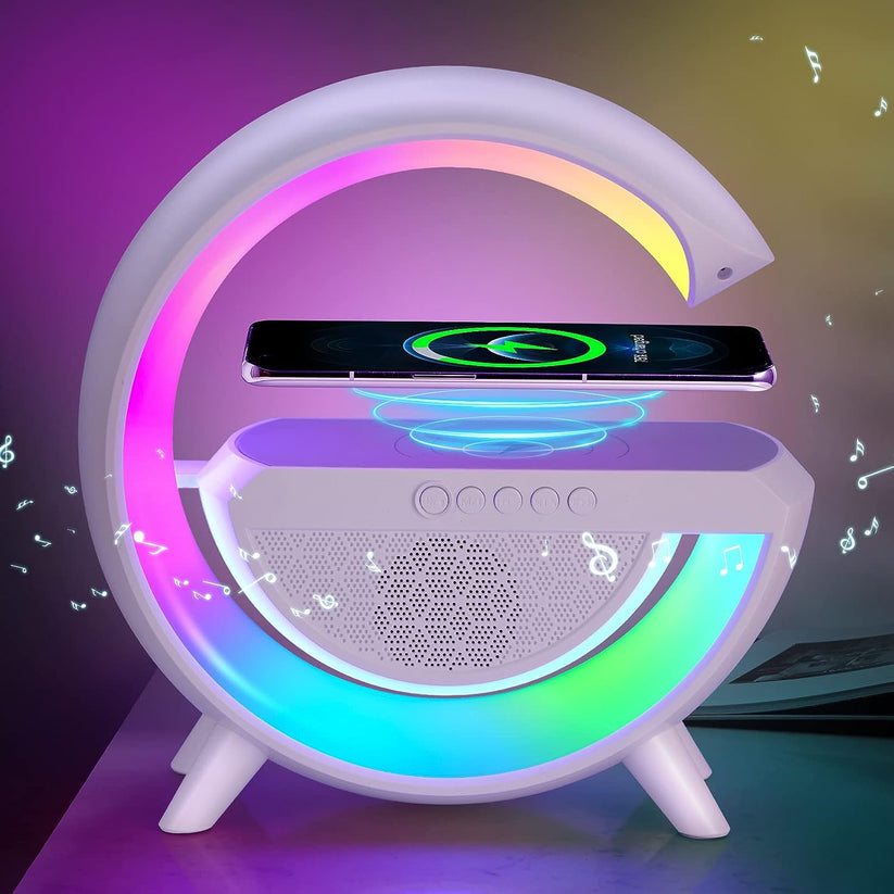 G-Shape: RGB Lamp & Bluetooth Speaker with Wireless Charging