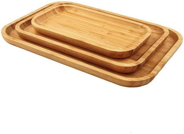 Set of 3 Rectangular Sizes Bamboo Serving Tray