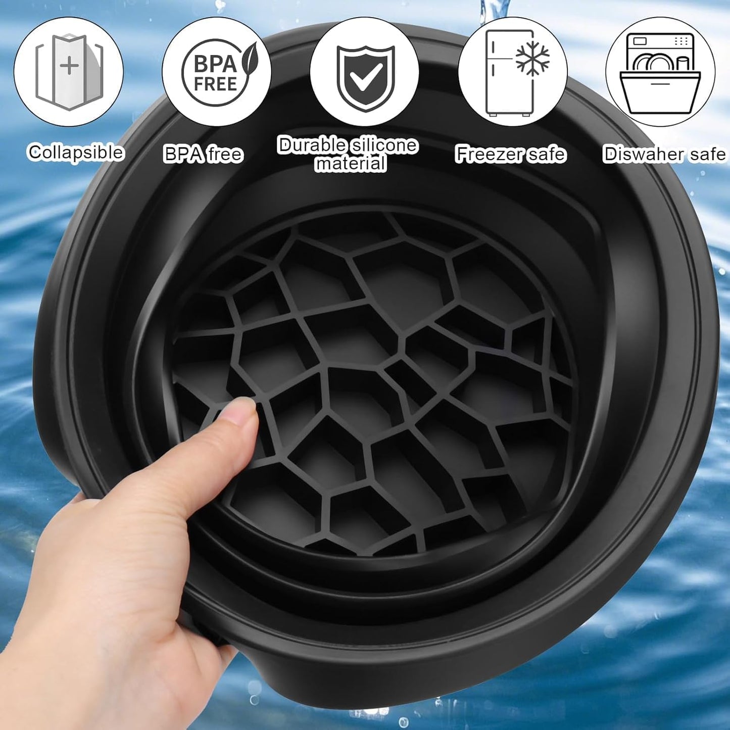 Silicone Ice Cube Bowl with Lid for Ice Facial & Cold Therapy, Foldable Facial Ice Bath with Built-in Icetray