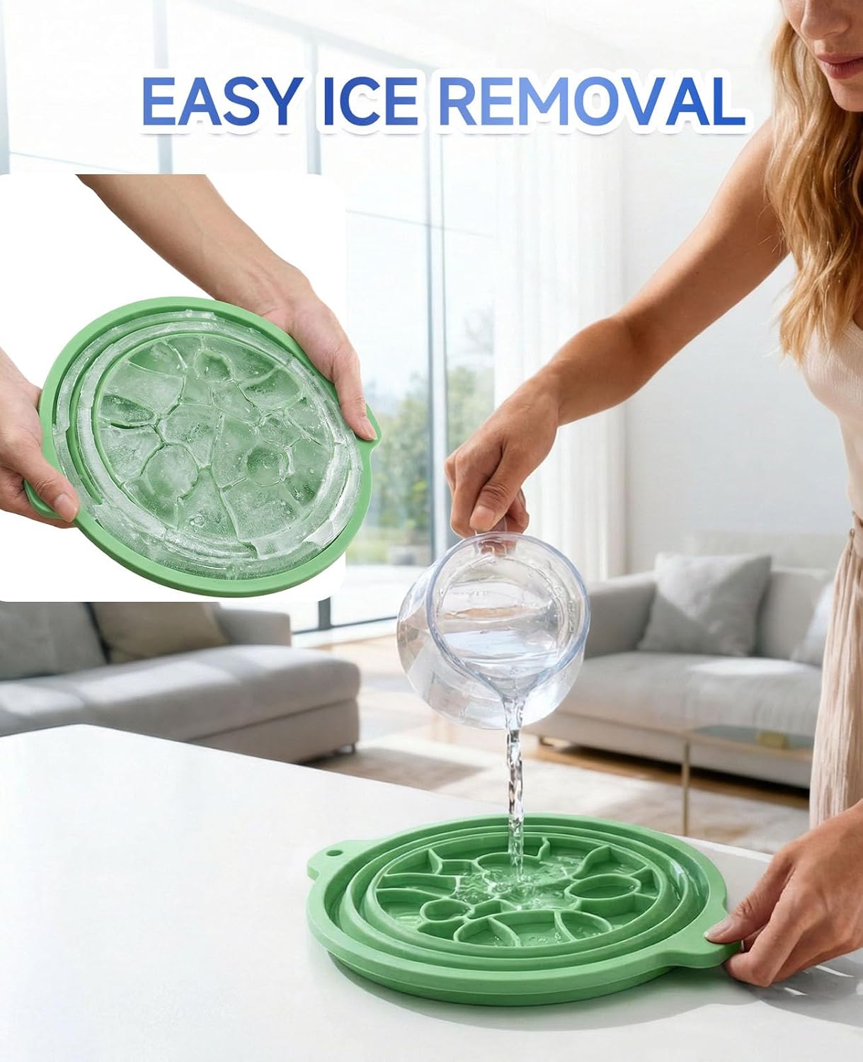 Silicone Ice Cube Bowl with Lid for Ice Facial & Cold Therapy, Foldable Facial Ice Bath with Built-in Icetray