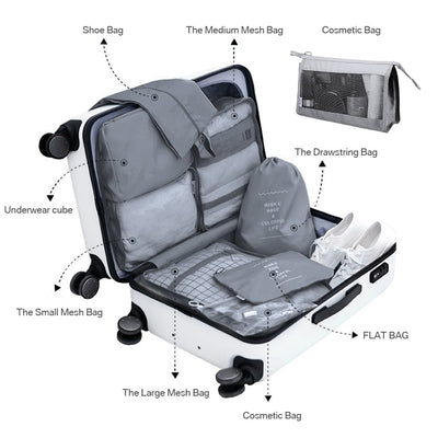 9pcs Set Packing Cubes for Travel Luggage Organizer with Laundry Bag or Toiletry Bag