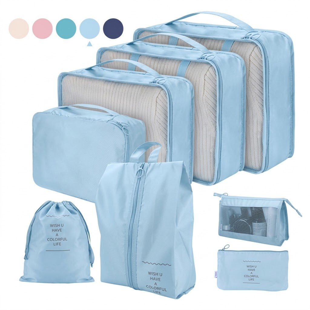 9pcs Set Packing Cubes for Travel Luggage Organizer with Laundry Bag or Toiletry Bag