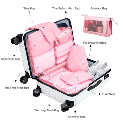 9pcs Set Packing Cubes for Travel Luggage Organizer with Laundry Bag or Toiletry Bag