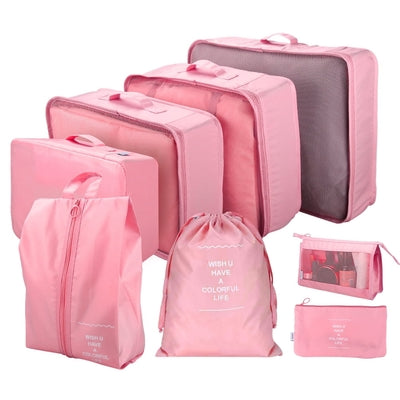 9pcs Set Packing Cubes for Travel Luggage Organizer with Laundry Bag or Toiletry Bag