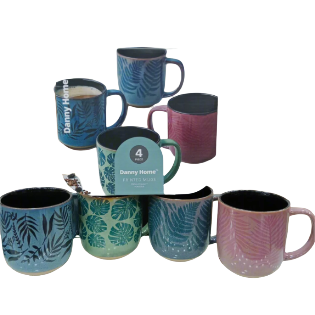 Danny Home™ 4 Pcs Printed Mugs