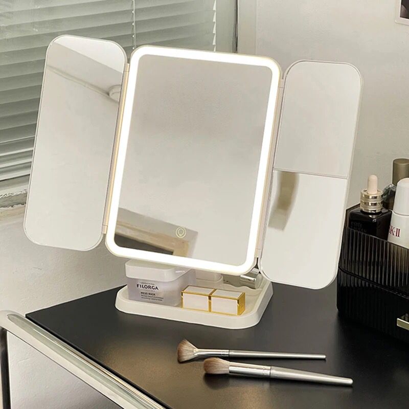 EASEHOLD Lighted Makeup Mirror Rechargeable Trifold 2000mAh