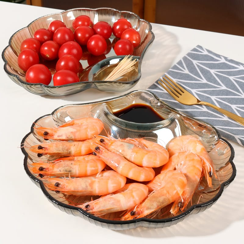Elegant Divided Glass Serving Platter with Dip Bowl