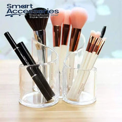 Acrylic 3 Compartment Cosmetic Brush Holder Home Accessories