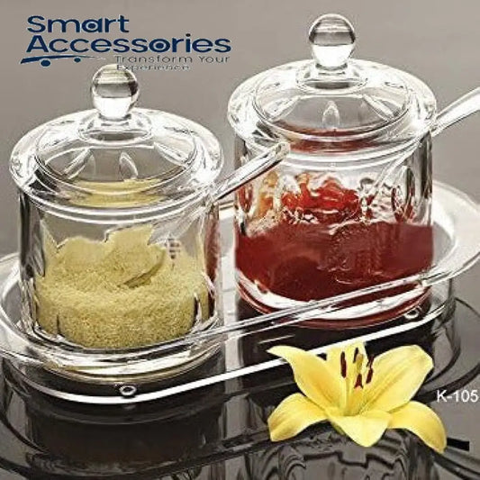 Acrylic Clear Glass Jam Jar Set