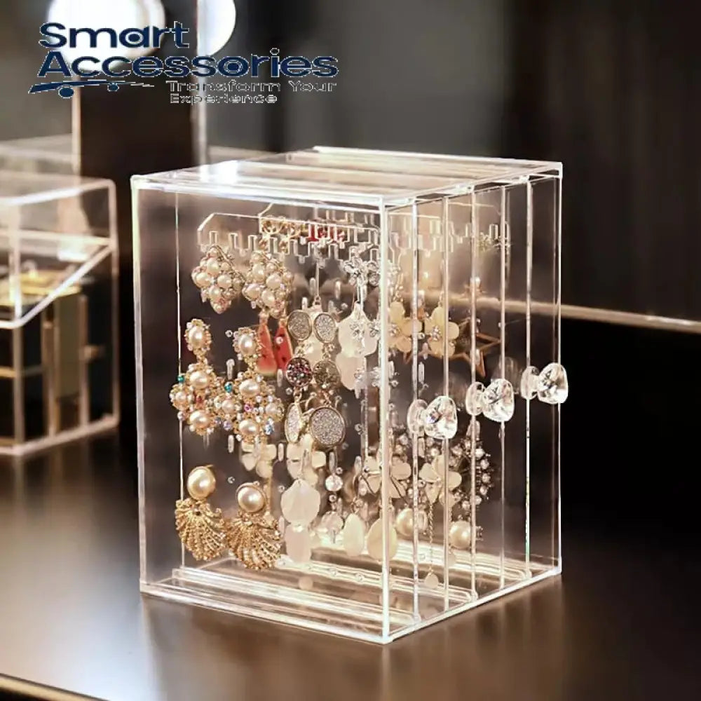 Acrylic Transparent Jewelry Storage Box And Earring Display Stand