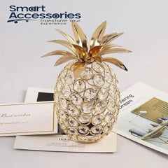 Apple Pineapple Crystal Statue Gold Plated Crafts Fruits Sculpture Modern Decor Desk Decoration