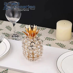 Apple Pineapple Crystal Statue Gold Plated Crafts Fruits Sculpture Modern Decor Desk Decoration