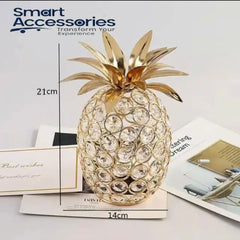 Apple Pineapple Crystal Statue Gold Plated Crafts Fruits Sculpture Modern Decor Desk Decoration