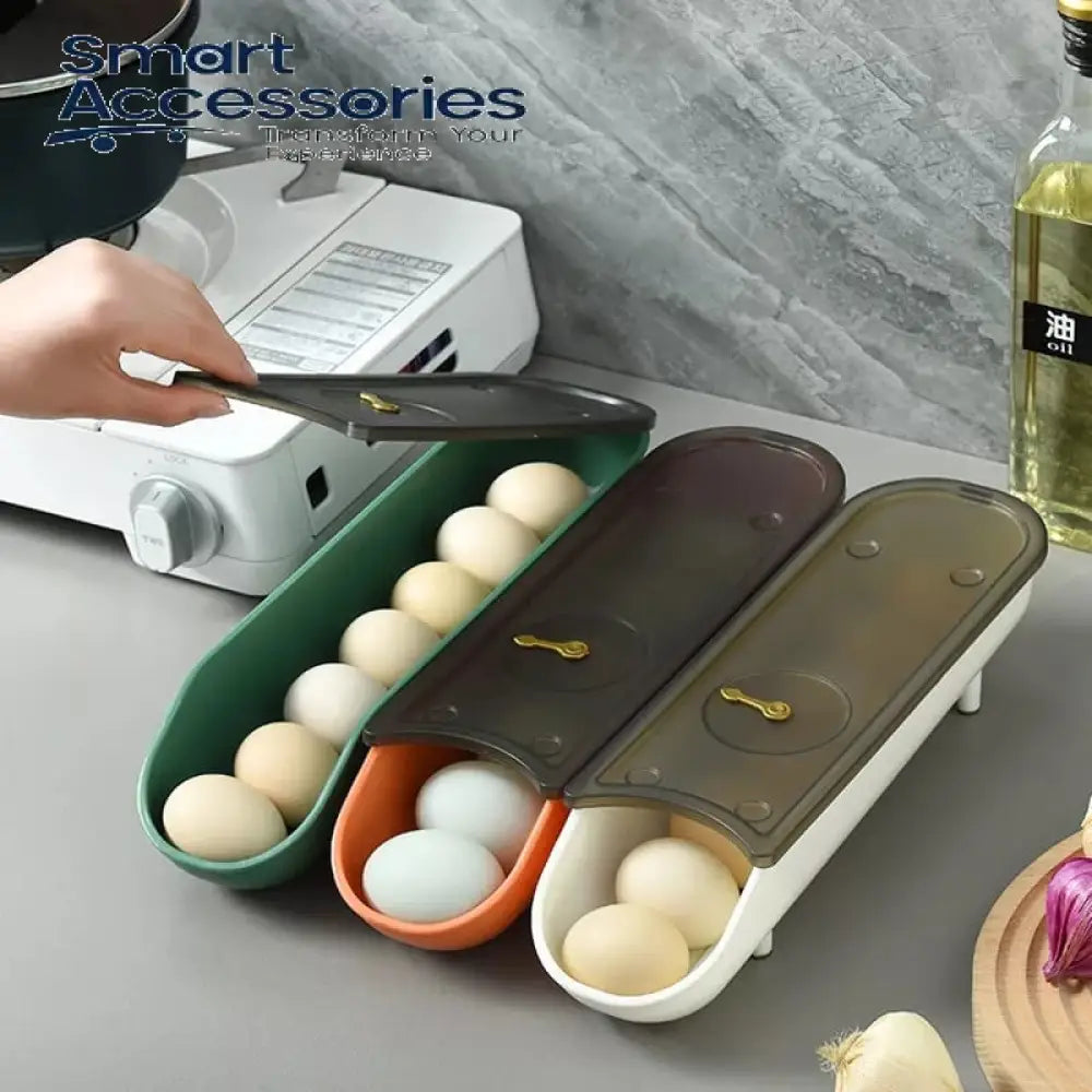 Automatic Rolling Egg Fridge Storage Organization Container