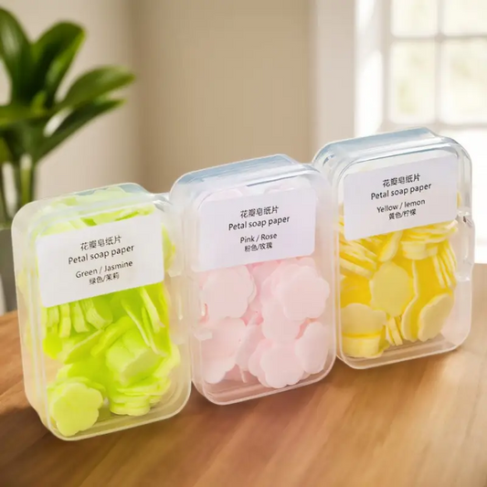 Mini Scented Portable Paper Soap Petals – 100pcs Box for Travel & Hygiene