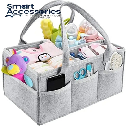 Baby Diaper Caddy Organizer Foldable Felt Storage Bag With Multi Pockets