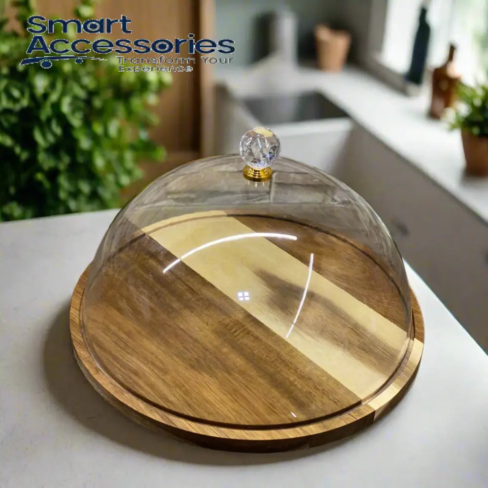 Bamboo Base Cake Dish With Acrylic Lid Style B