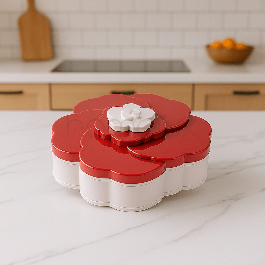 Flower-Shaped Multi-Layer Rotating Snack & Condiment Box