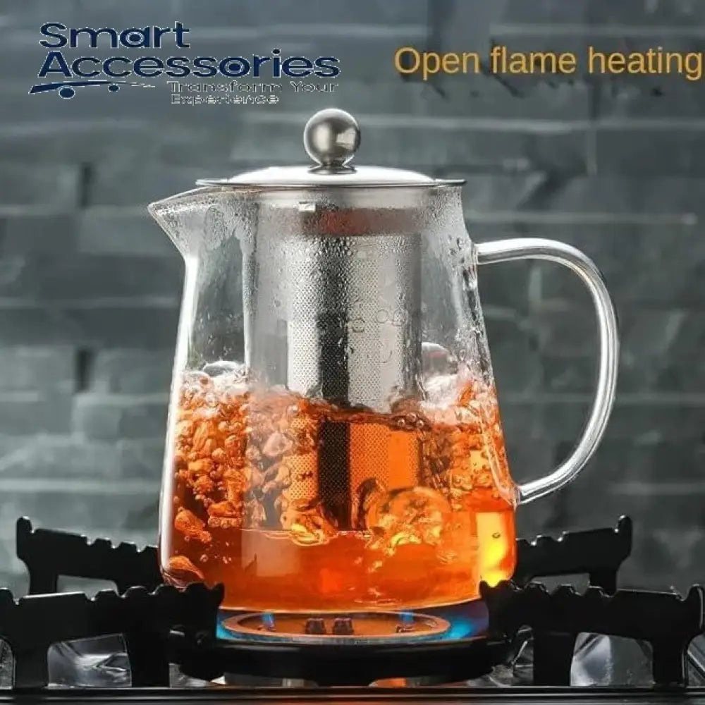 Borosilicate Glass Teapot High Temperature Resistant Tea & Coffee Pot With Infuser Strainer Lid