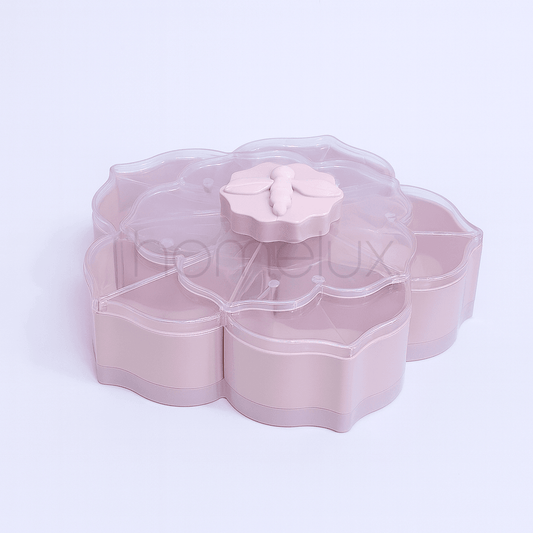 Pink Flower-Shaped Multi-Layer Rotating Snack & Condiment Box