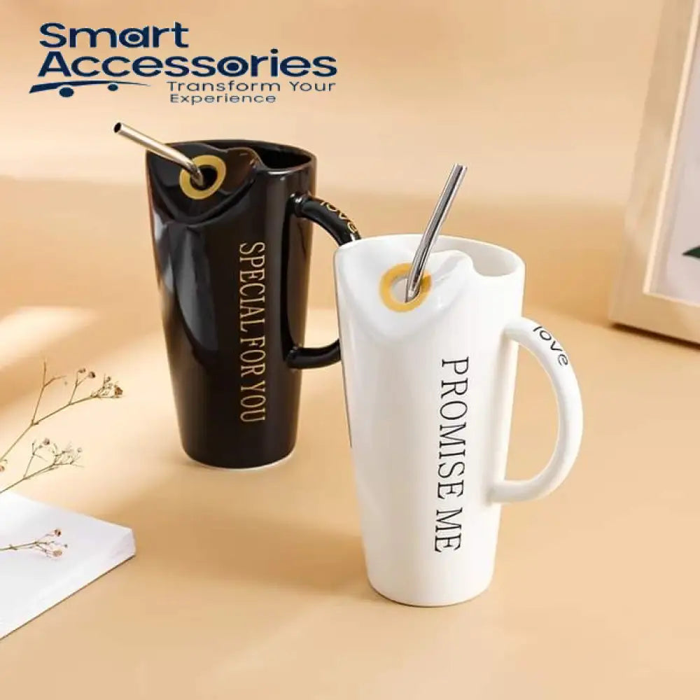 Ceramic Coffee Mug With Straw