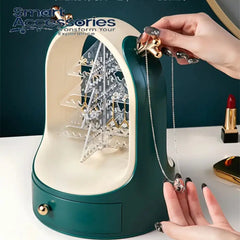 Christmas Tree Drawer Jewellery Organizer 3 Layer Rotating Jewelry Tower Antler Shape Ring Earring