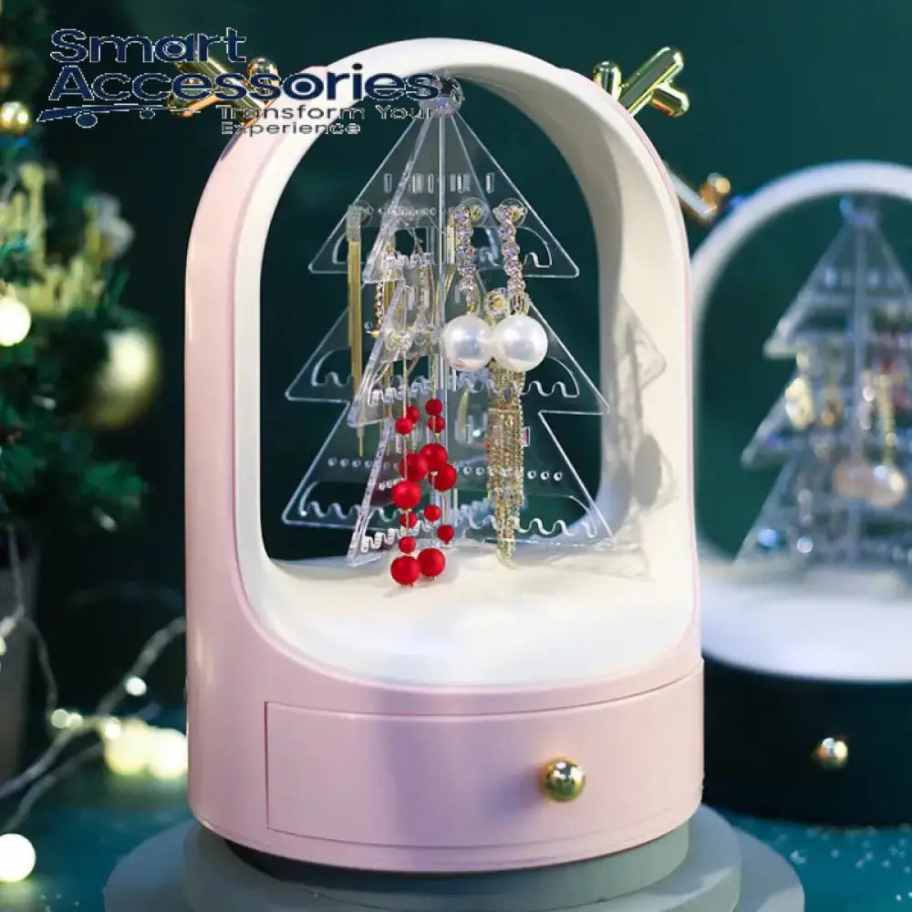 Christmas Tree Drawer Jewellery Organizer 3 Layer Rotating Jewelry Tower Antler Shape Ring Earring