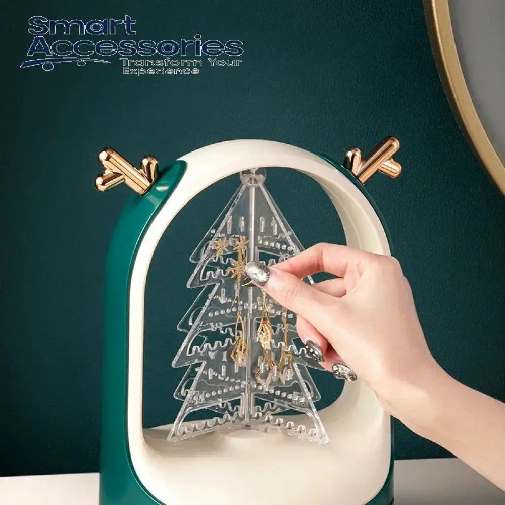 Christmas Trees Swivel Earring Holder With Drawer