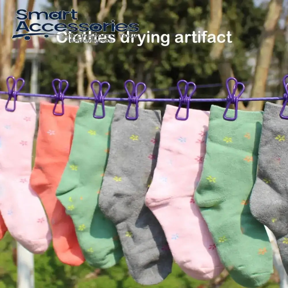 Clothes Drying Rope With 12 Clips