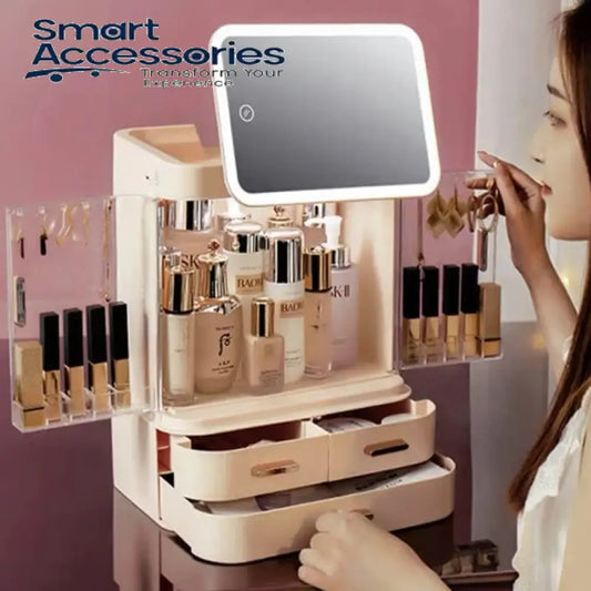 Cosmetic Storage Makeup Box With Mirror Led Light