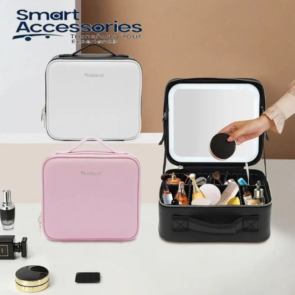 Cosmetics Storage Bag With Led Mirror