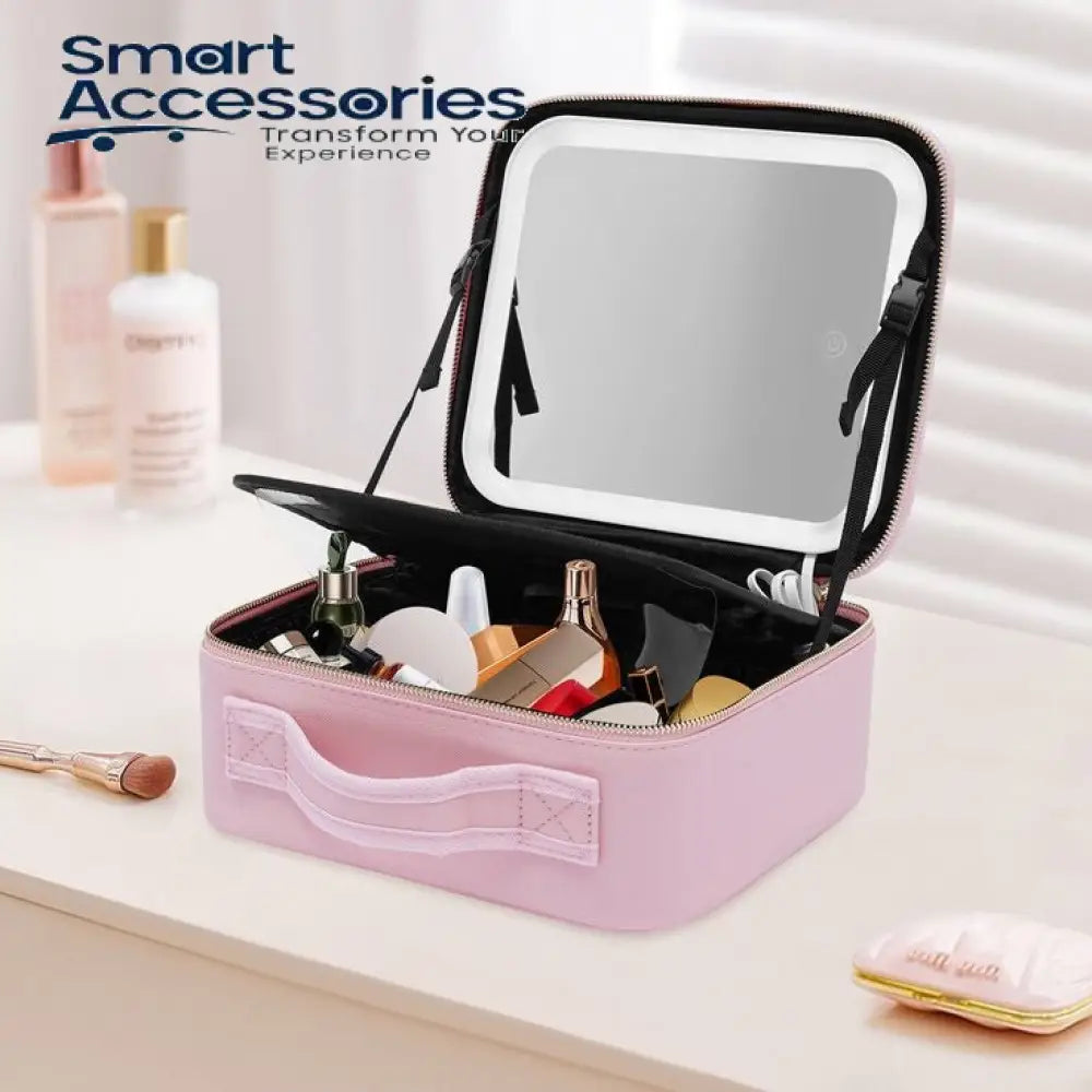 Cosmetics Storage Bag With Led Mirror